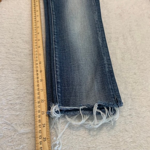 Rerock for Express Womens Blue Patched Denim Frayed Hem Skinny Capri Jeans Sz 0 - Picture 11 of 11